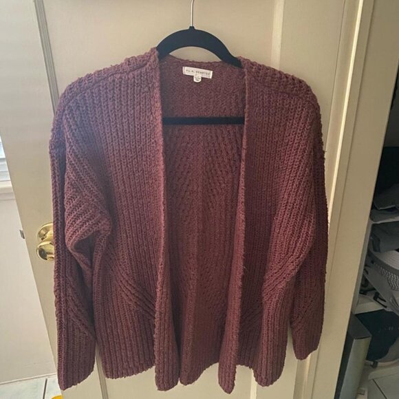 LA Hearts | Oversized Cable Knit Cardigan | Maroon Pink | One Size - Picture 1 of 4